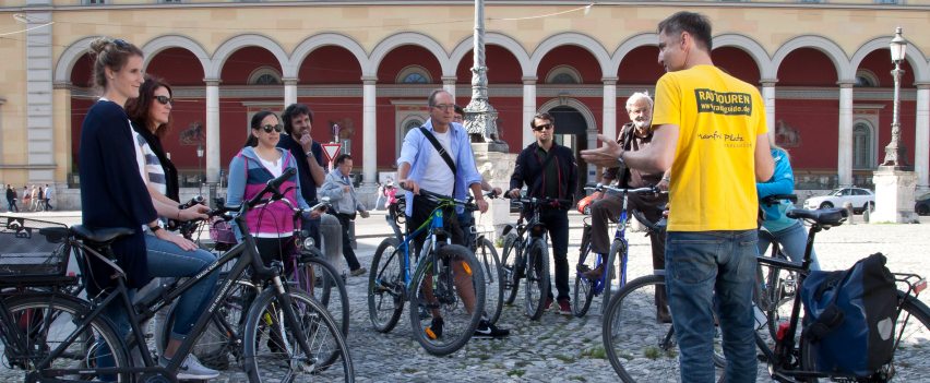 City tour by bike with stop at former Residenzpost in Munich